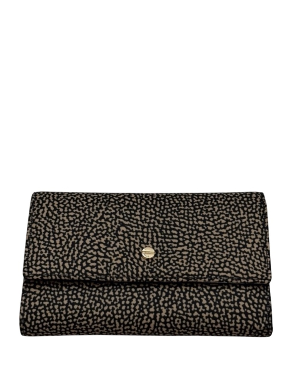 BORBONESE - BLACK TAN NYLON OP NATURALE NERO MEDIUM SIZED TRIFOLD SNAP WALLET